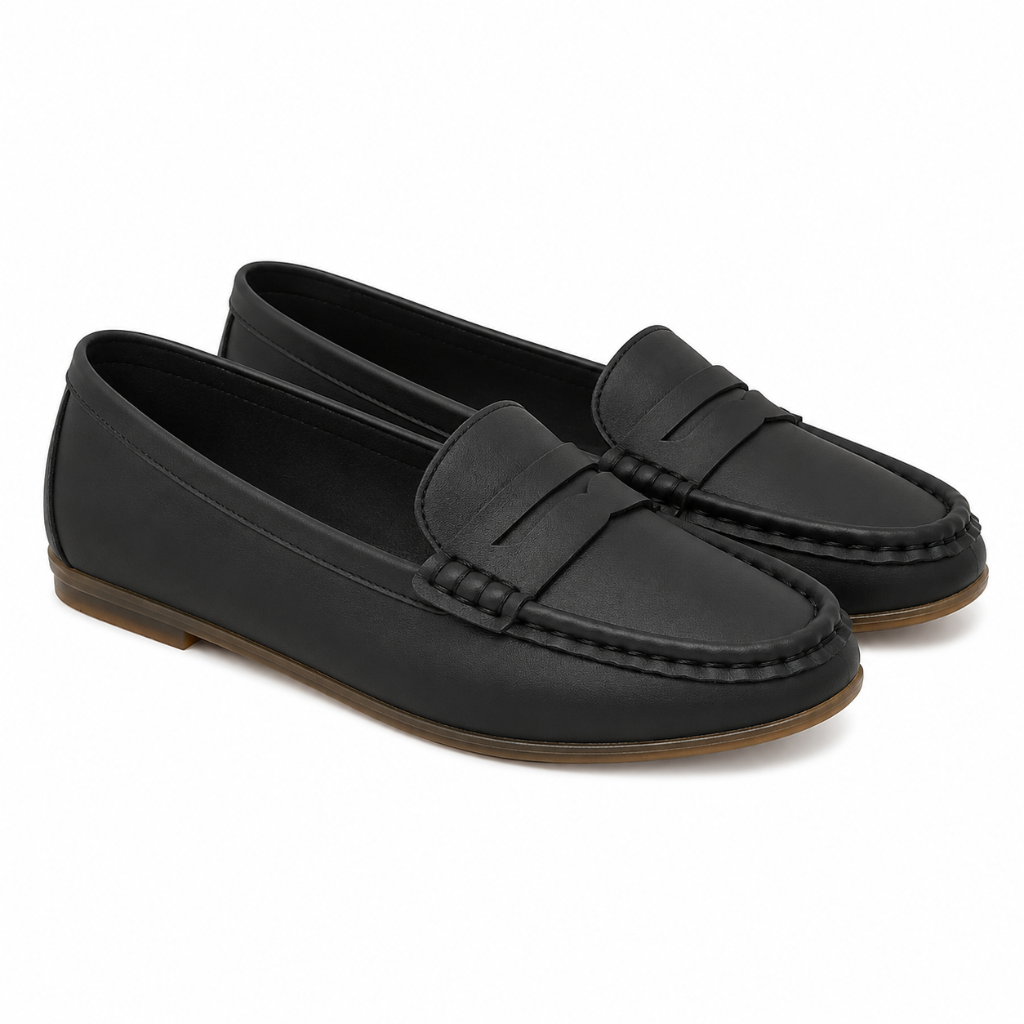 Lyon women's black loafers side profile