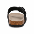 Deauville women's black suede sandals buckle detail