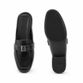 Luxembourg women's black mules side profile