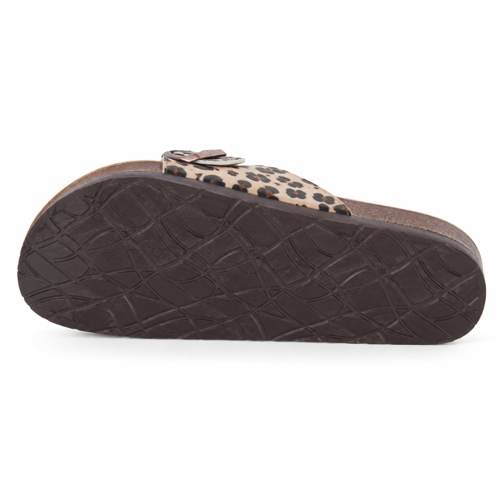 Colmar women's apricot leopard-print sandals EVA outsole detail