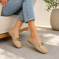 Nice women's khaki loafers alternate angle
