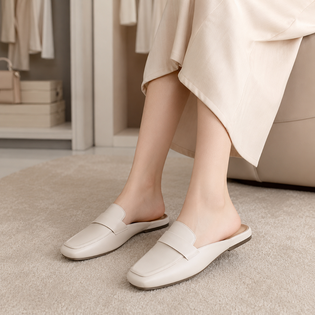 Sorbonne women's white mules alternate angle