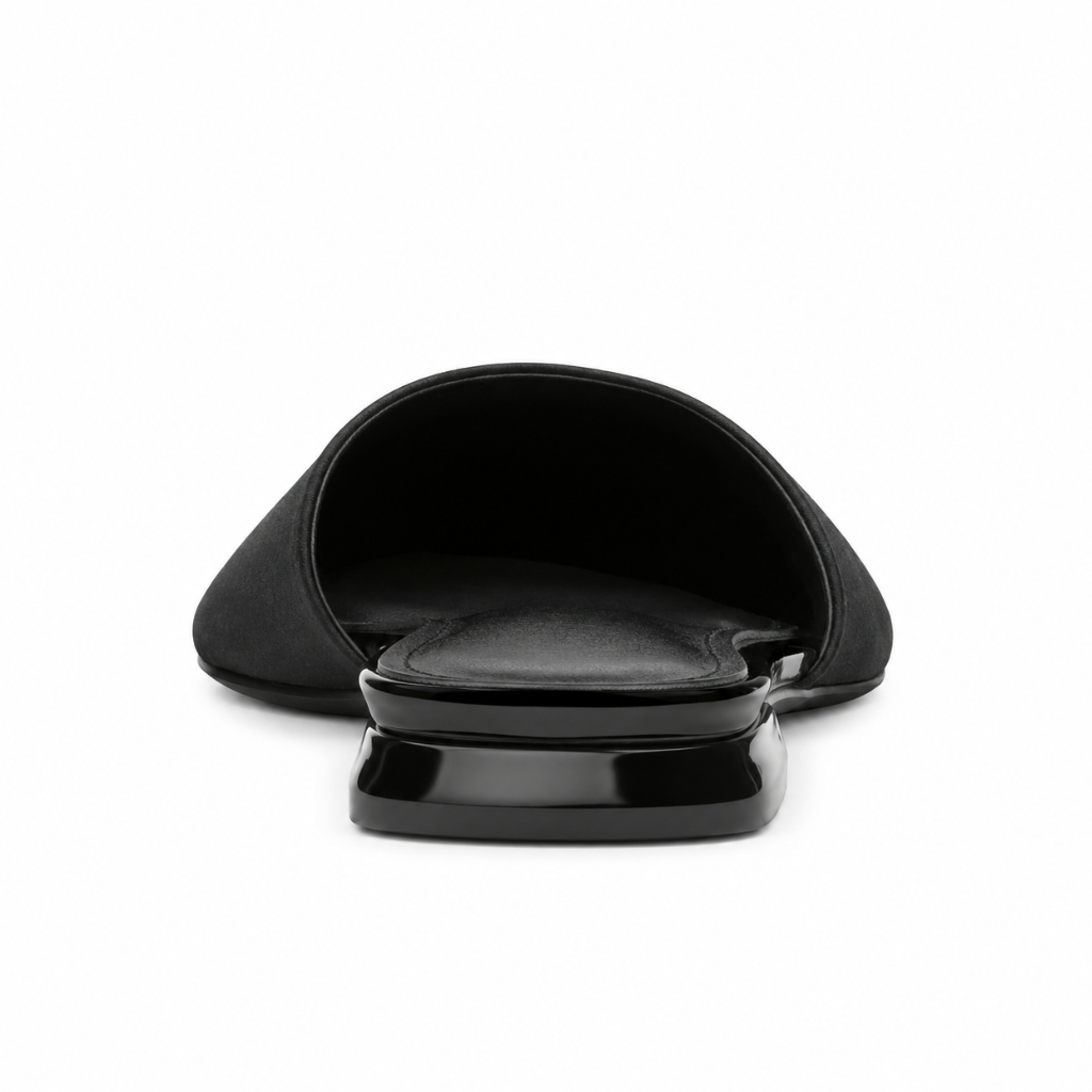 Rome women's black mules heel detail