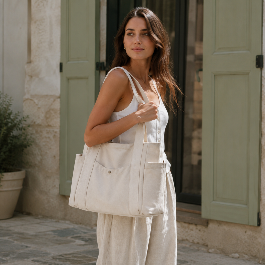 Amalfi women's white tote bag alternate angle