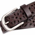 Sevilla brown split-leather belt strap detail