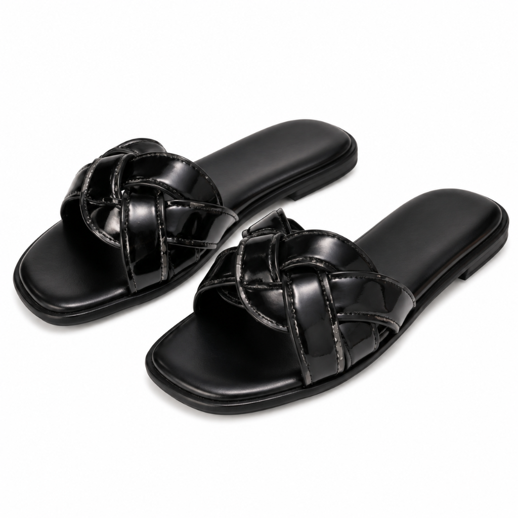 Nice women's black sandals side profile