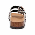 Colmar women's grey leopard-print sandals T-bar buckle detail