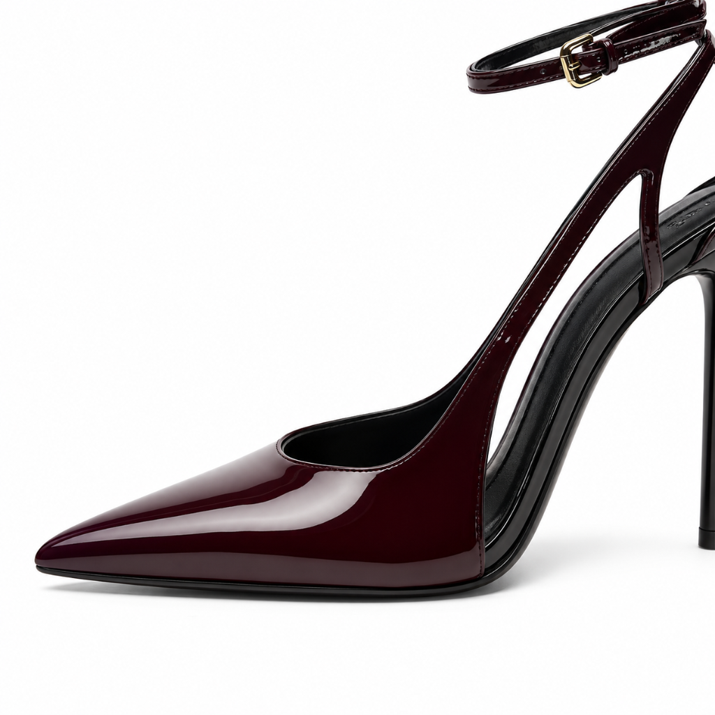 Paris women's burgundy court shoes upper detail