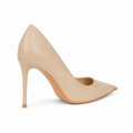Lyon women's cream court shoes heel detail