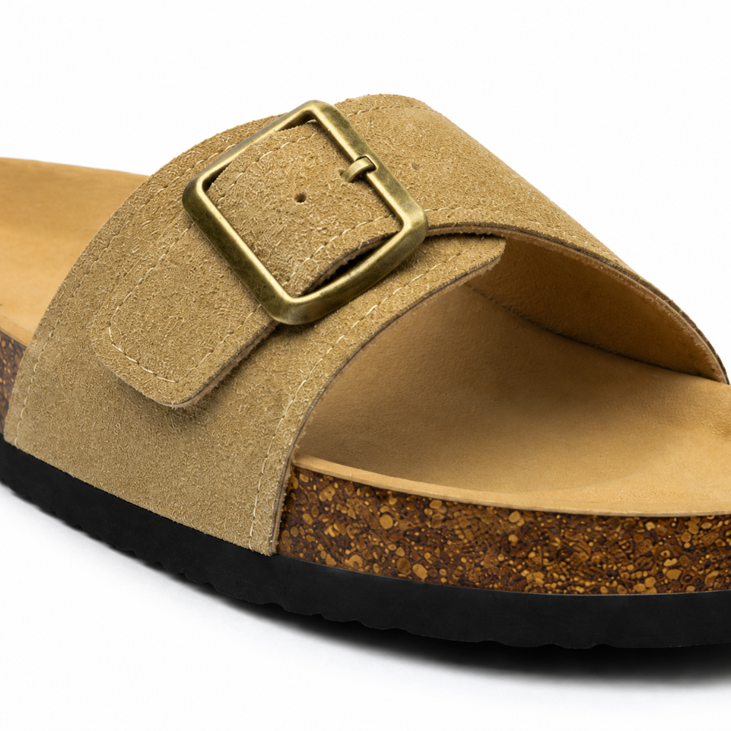 Montmartre women's caramel sandals detail view