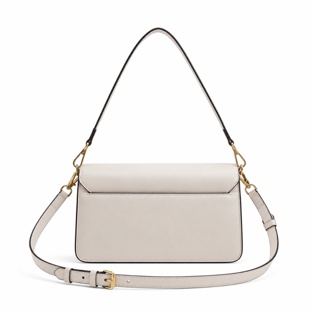 Montmartre women's white shoulder bag flap pocket detail