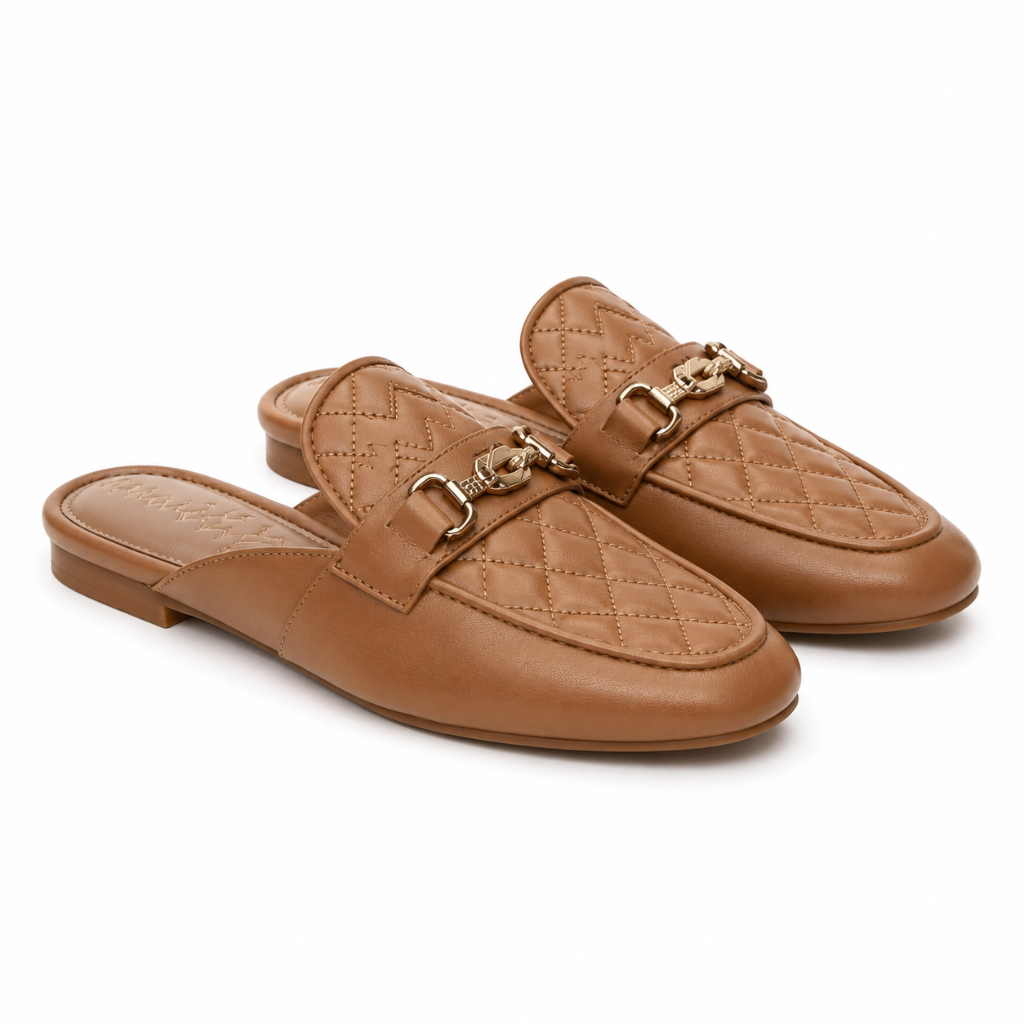 Vendôme women's caramel mules side profile