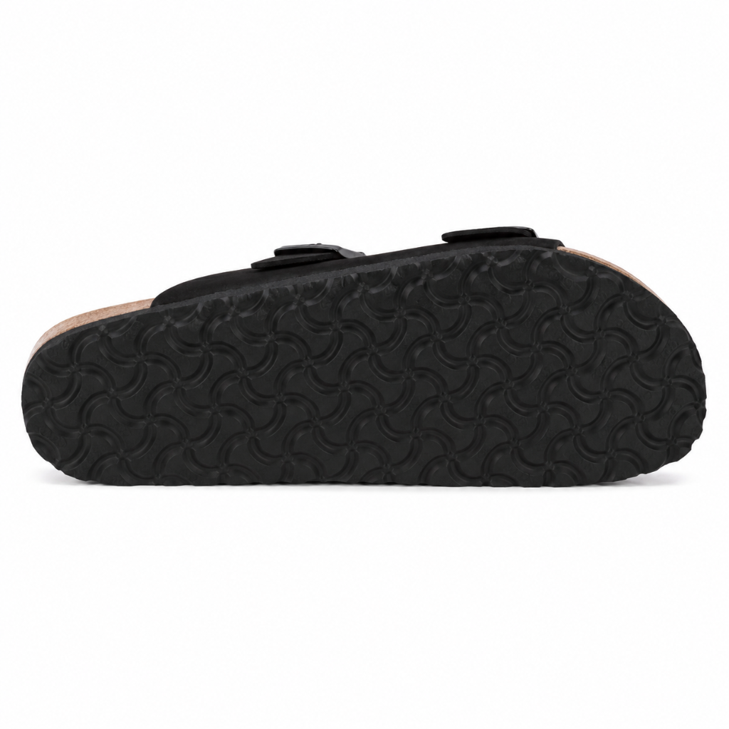 Chantilly women's black slide sandals upper detail