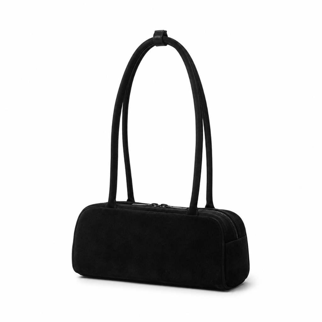 Luxembourg women's black shoulder bag faux-suede detail