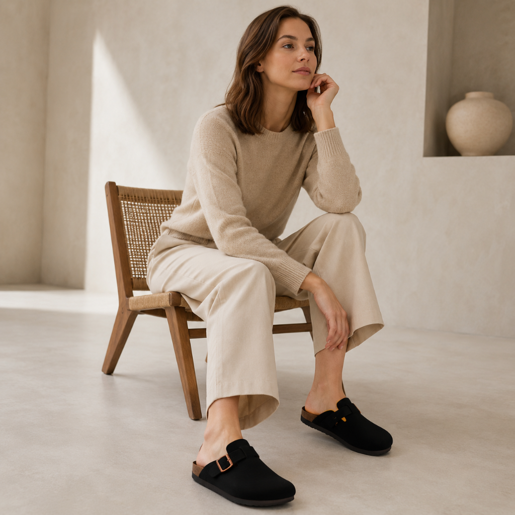 Loire women's black sandals cork outsole detail