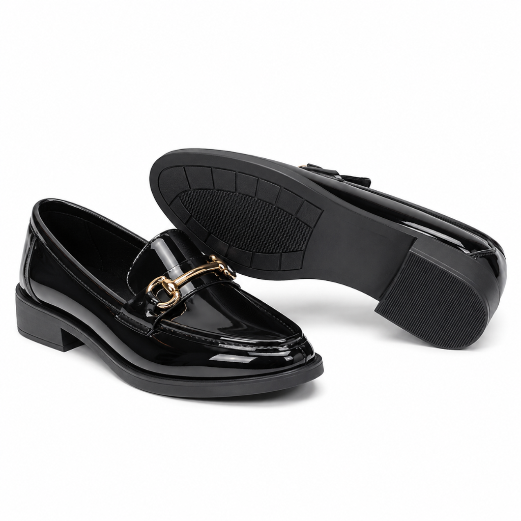 Deauville women's black loafers upper detail