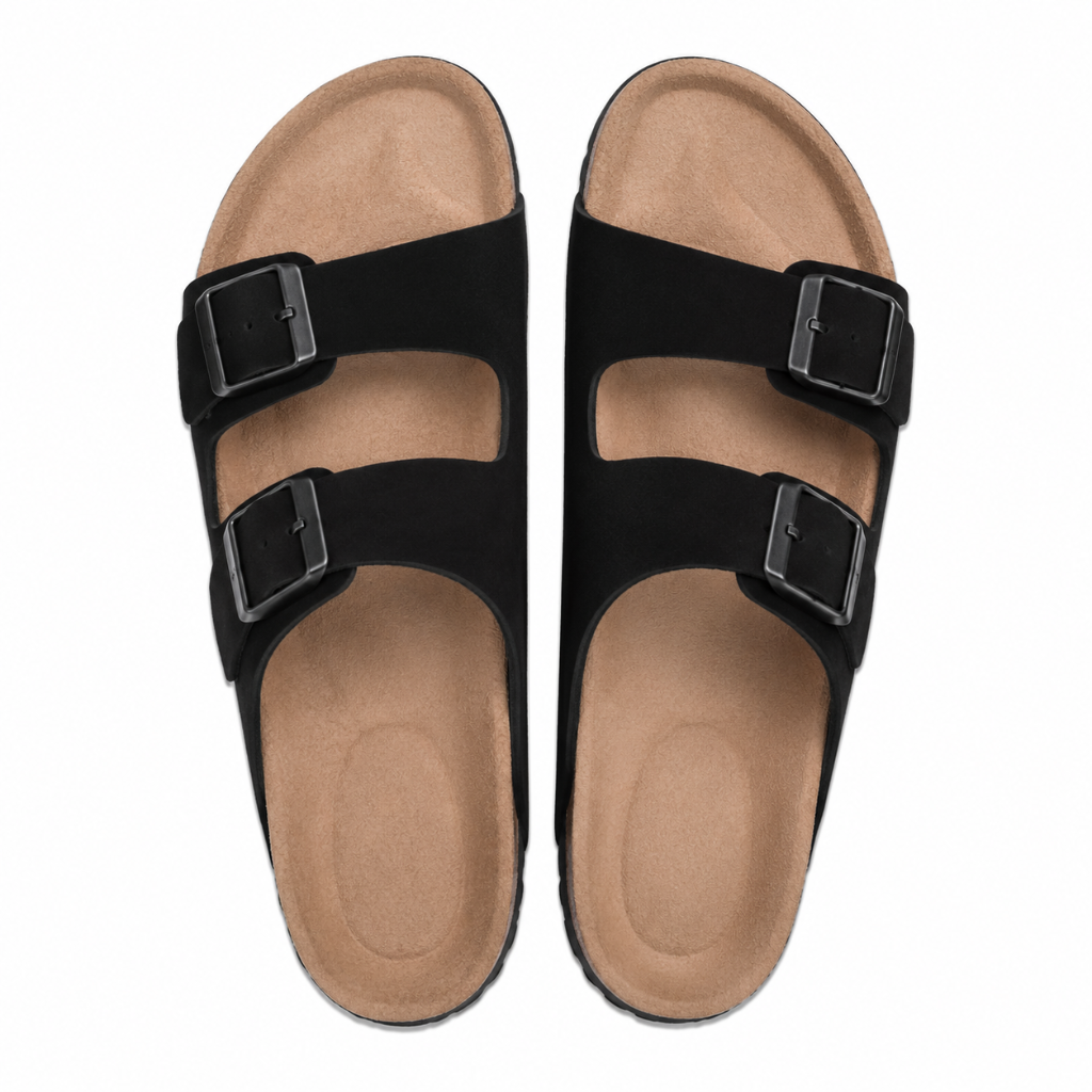 Chantilly women's black slide sandals sole detail
