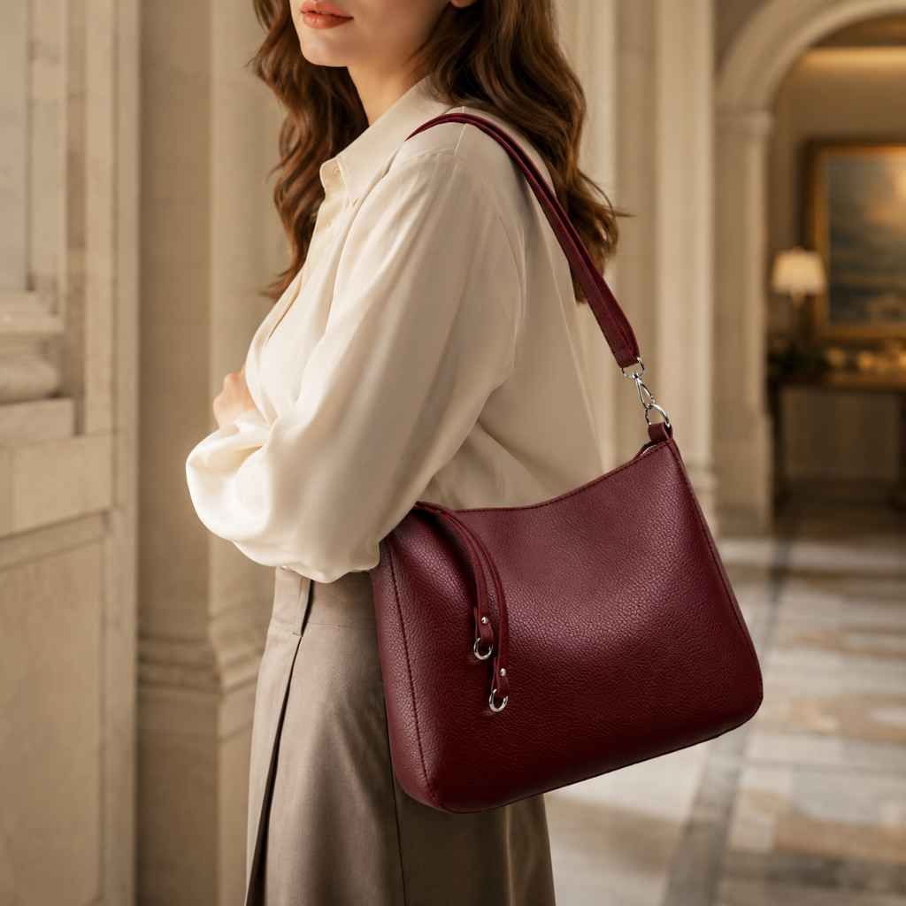 Opera women's burgundy shoulder bag alternate angle