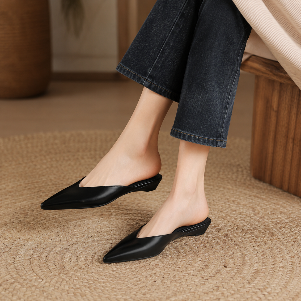 Venus women's black mules alternate angle