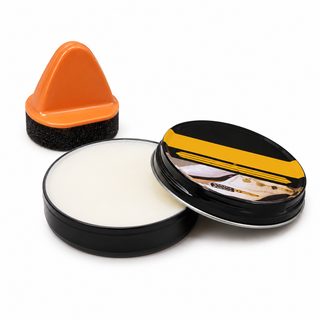 Neutral leather shoe polish cream with applicator