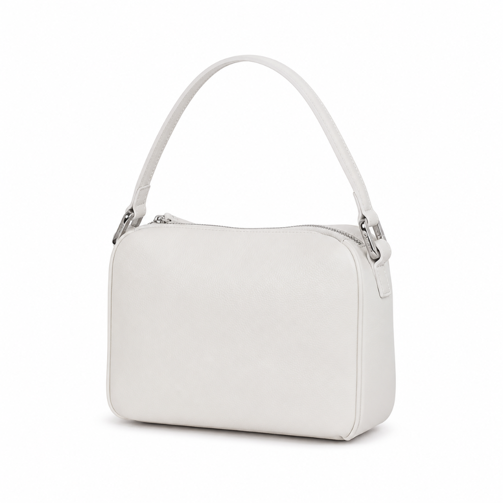 Tuileries women's white shoulder bag leather detail