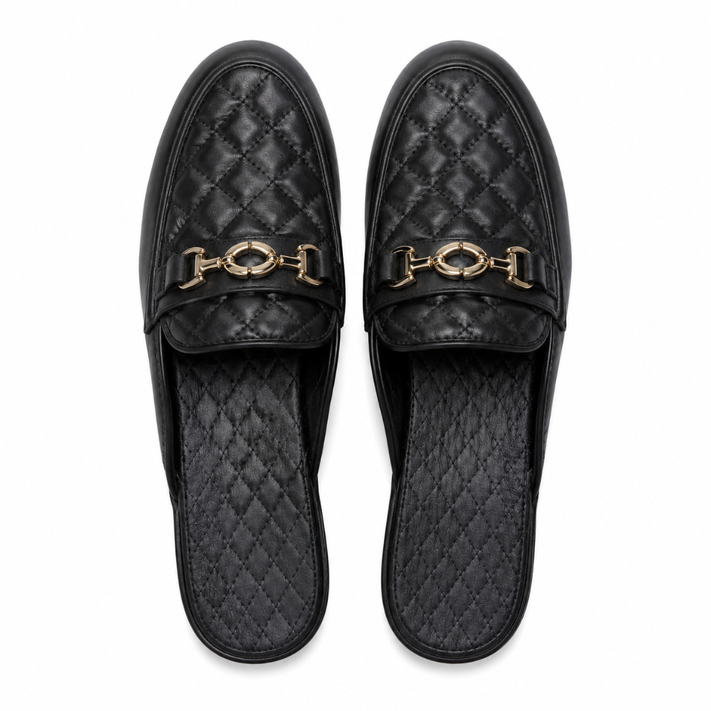 Vendôme women's black mules upper detail