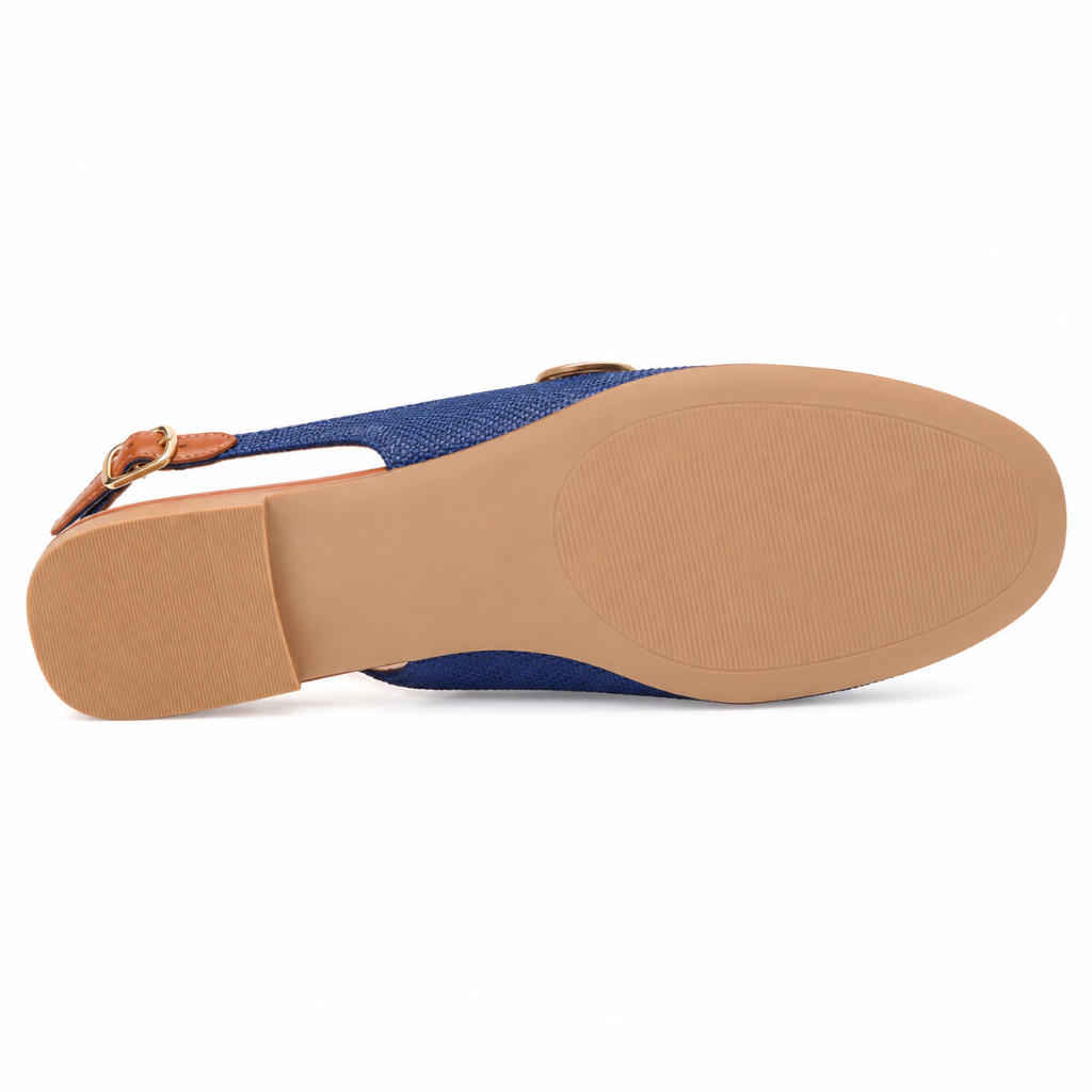 Venice women's blue mules upper detail