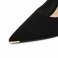Lyon women's black court shoes upper detail