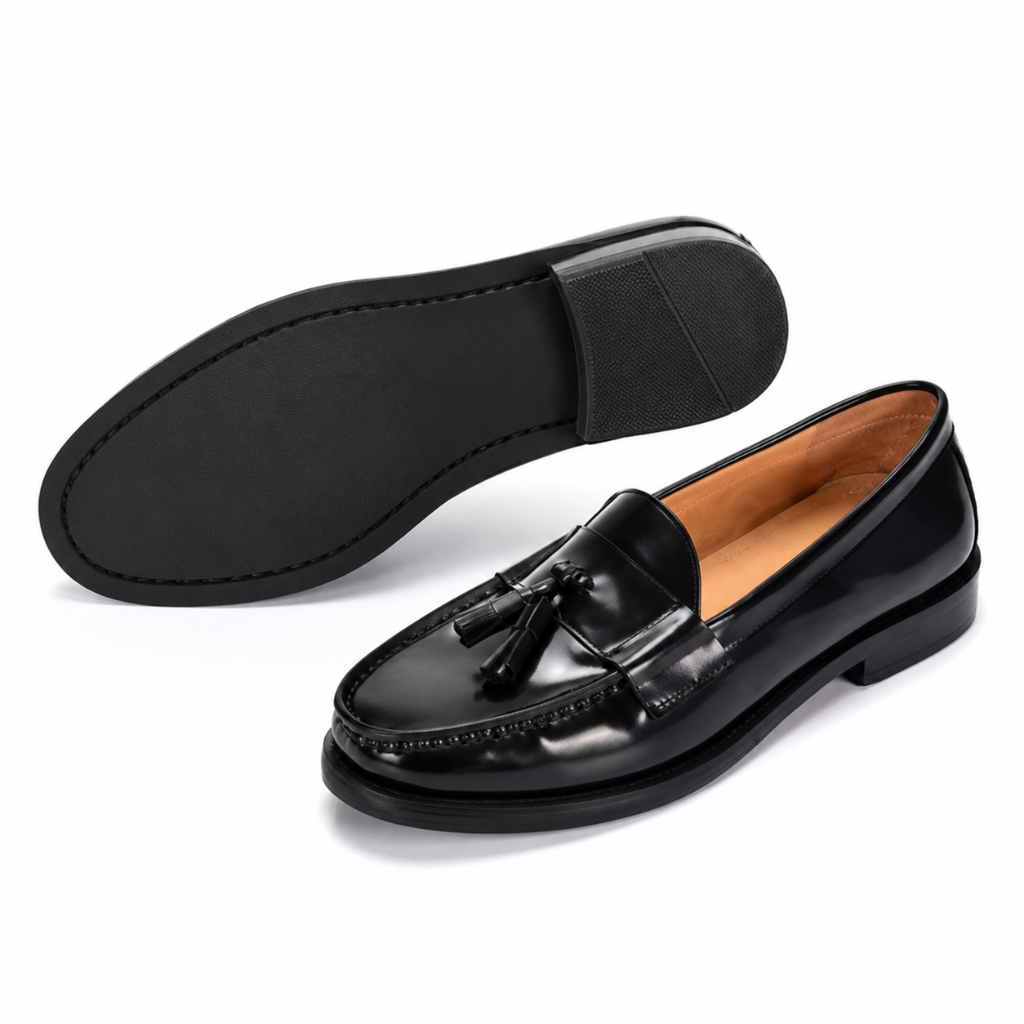 Paris women's black loafers upper detail