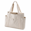 Amalfi women's white tote bag exterior pocket detail