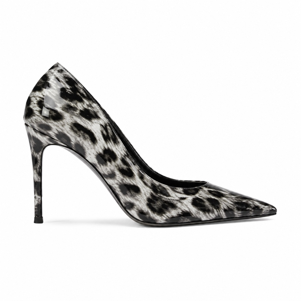 Strasbourg women's white leopard print court shoes