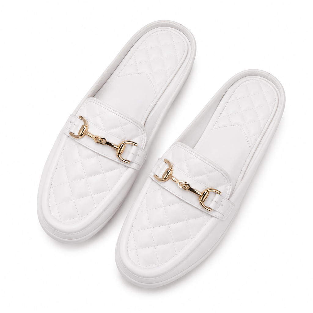 Vendôme women's white mules upper detail