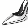 Avignon women's silver court shoes pointed toe detail