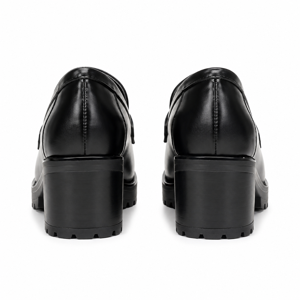 Marseille women's black loafers heel detail