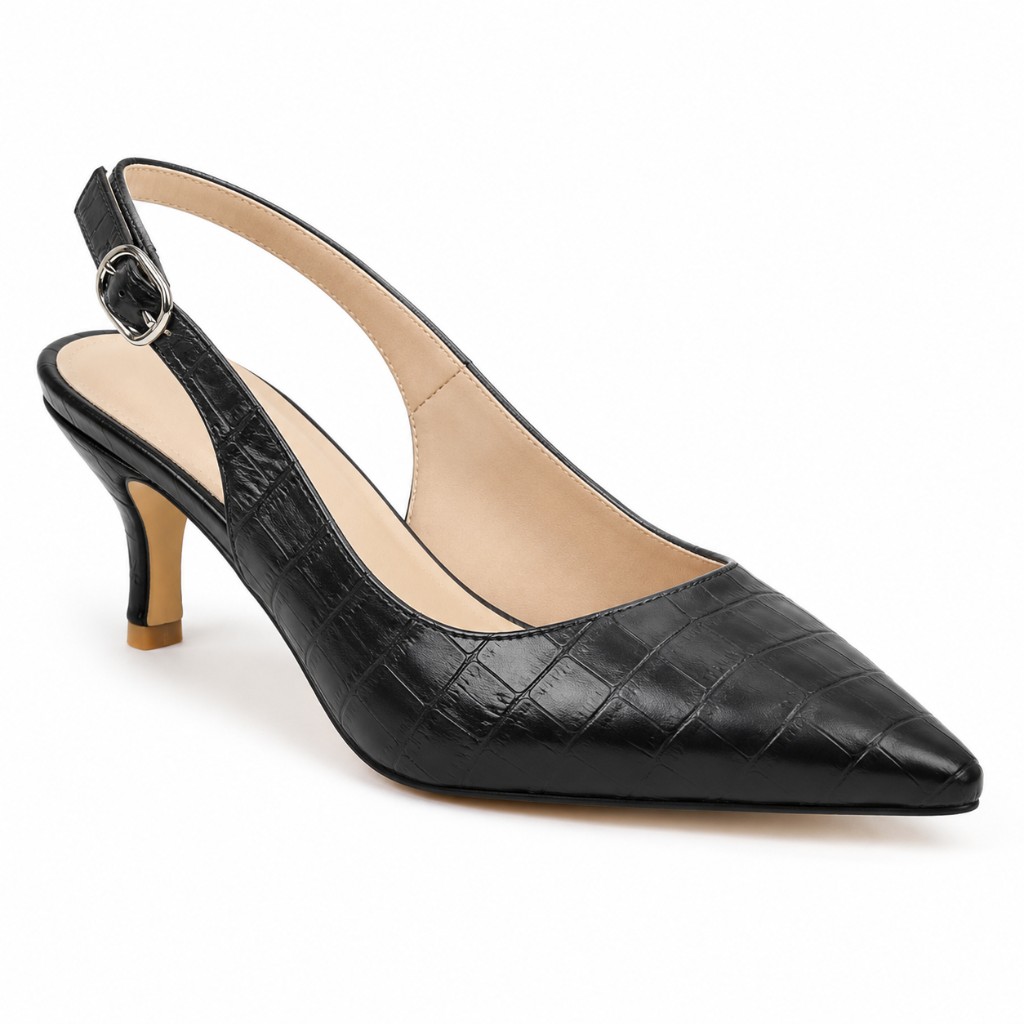 Colmar women's black court shoes side profile