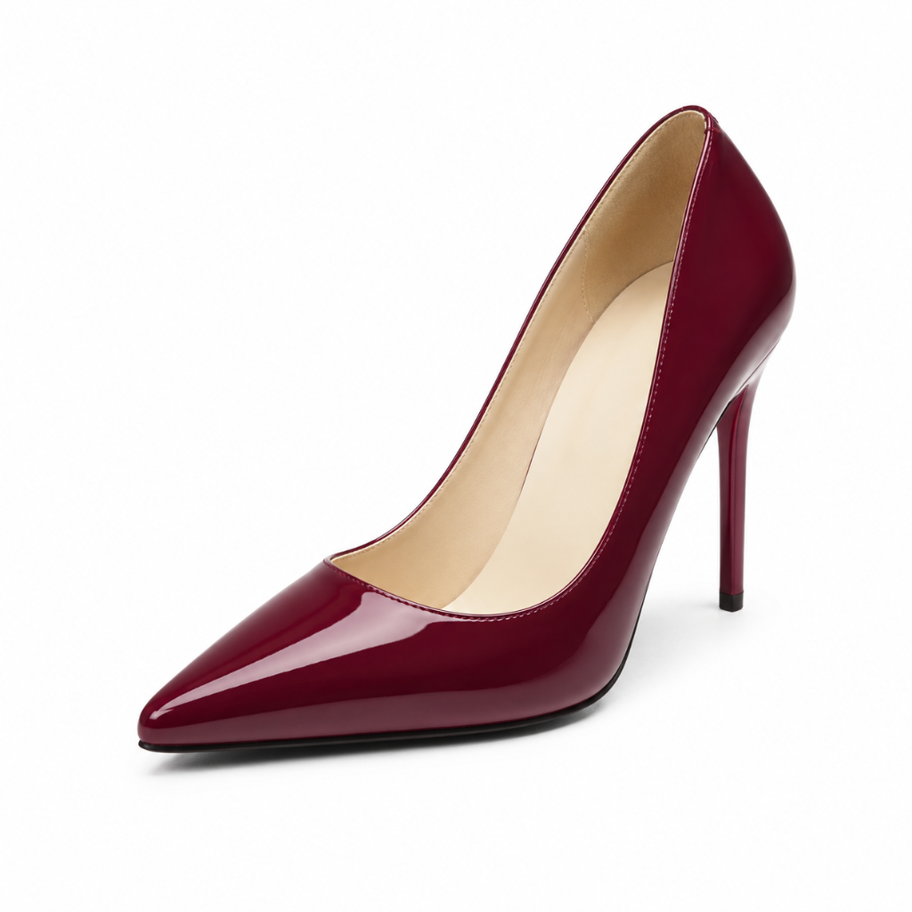 Annecy women's burgundy court shoes side profile