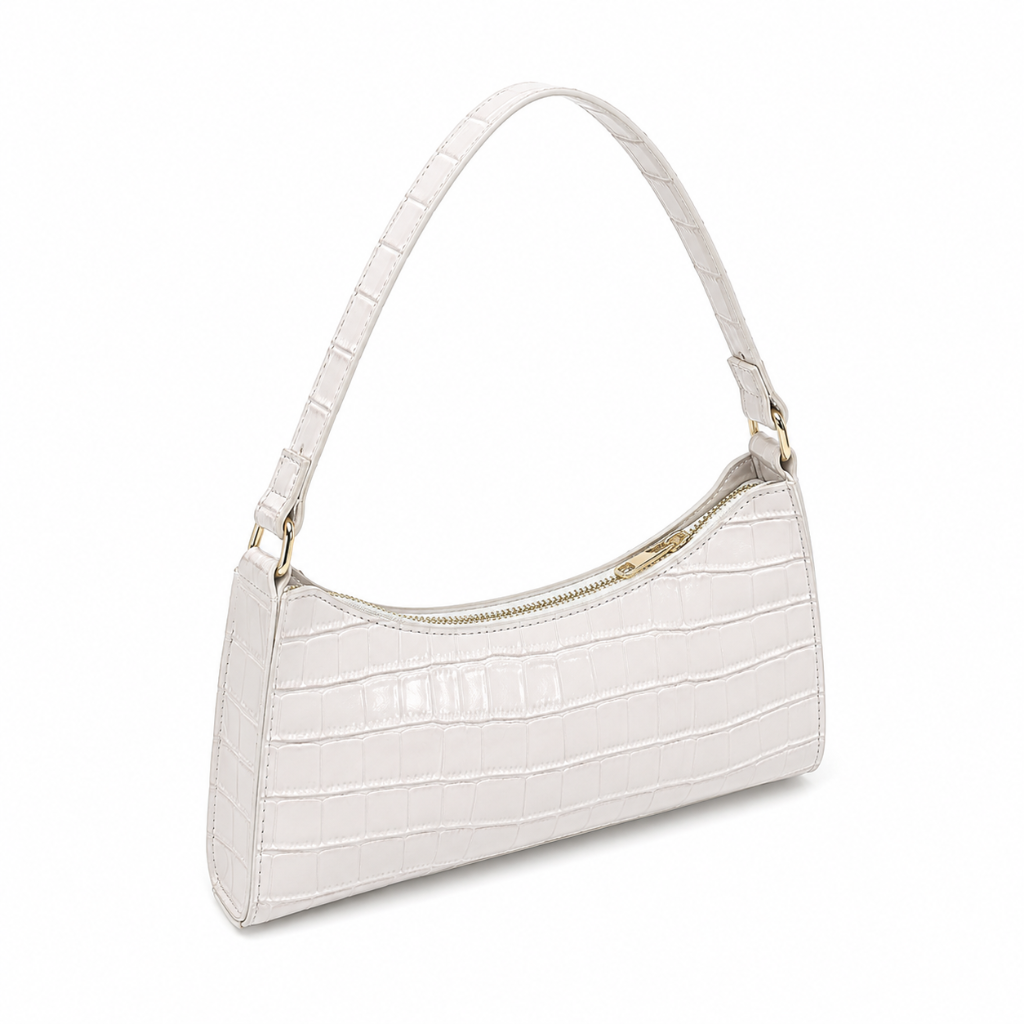 Capri women's white handbag alligator-effect detail