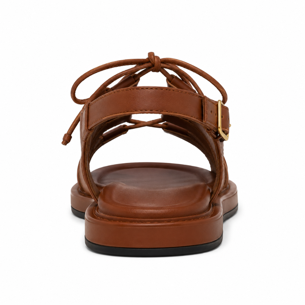 Monaco women's brown sandals fastening detail