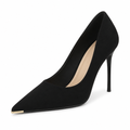 Lyon women's black court shoes side profile