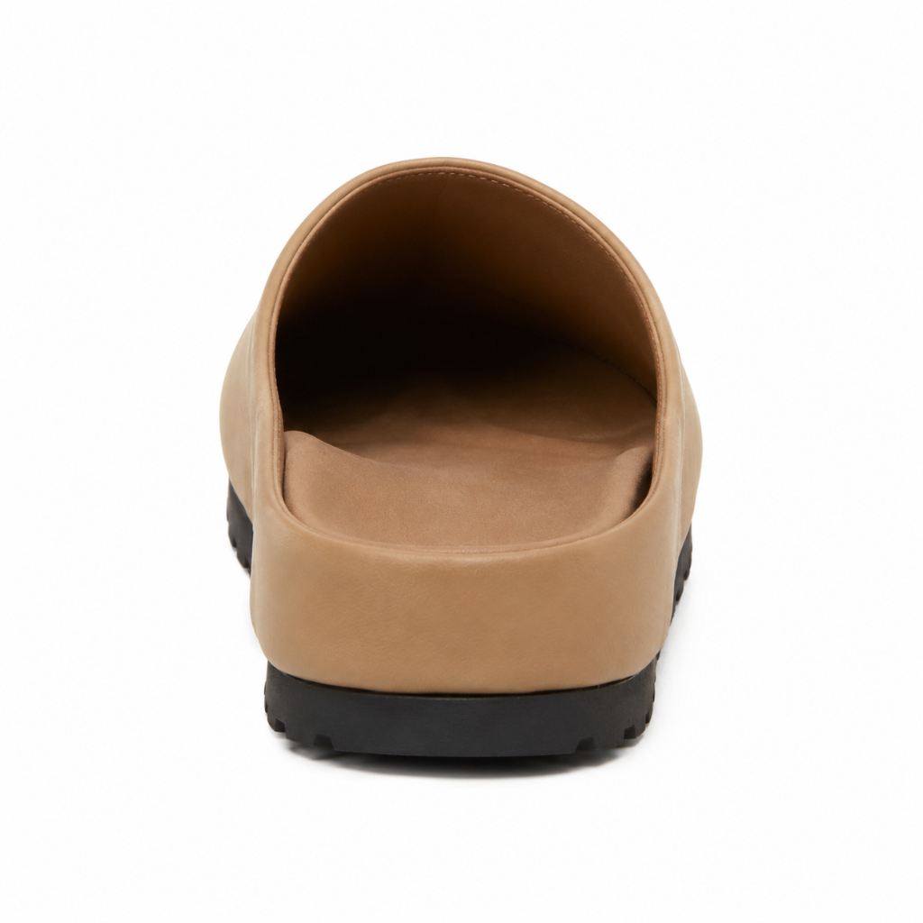 Annecy women's brown leather sandals pull-on opening detail