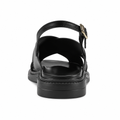 Marseille women's black leather sandals fastening detail