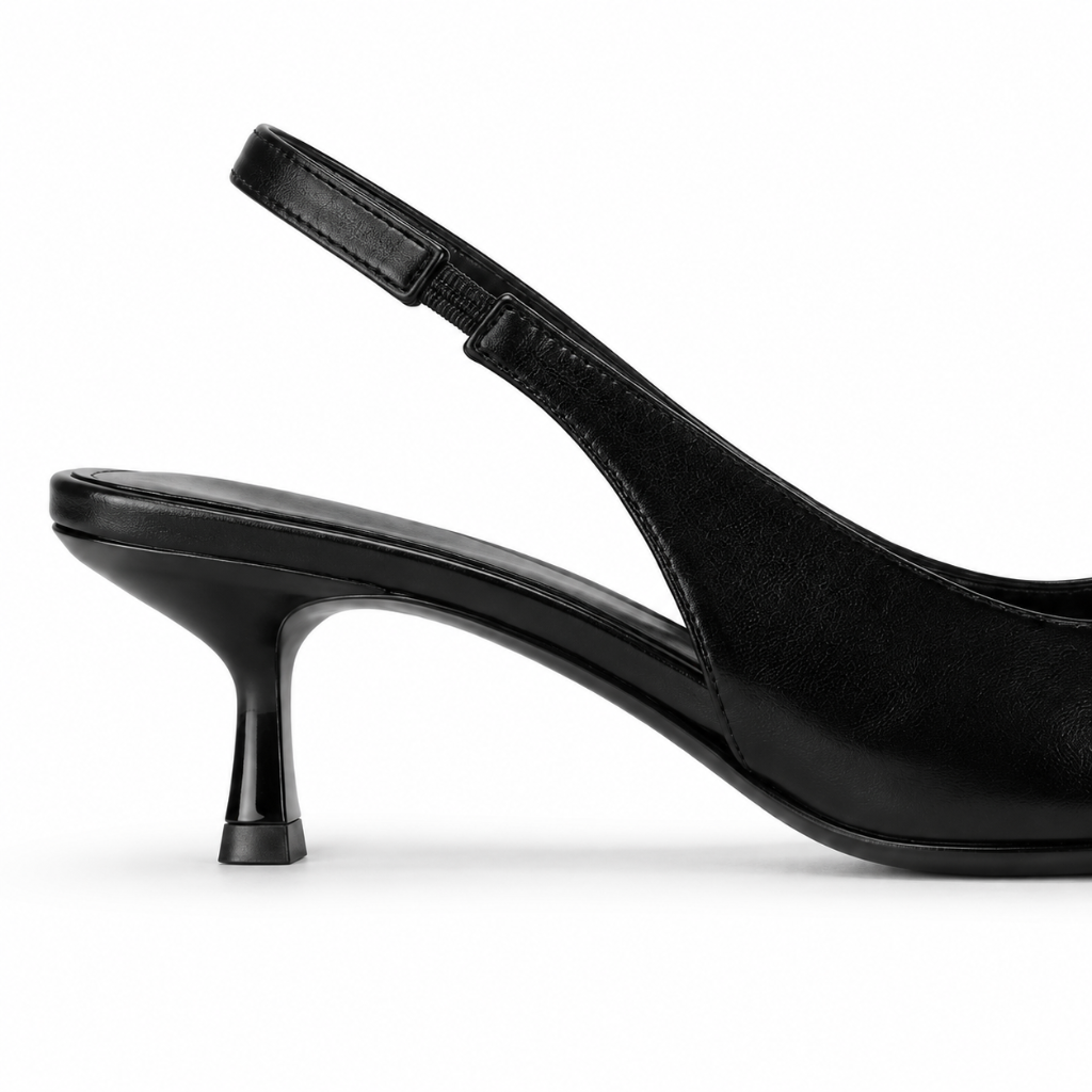 Deauville women's black court shoes pointed toe detail