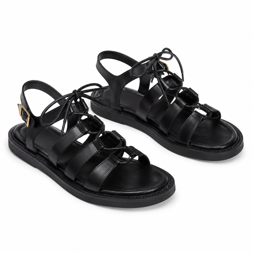 Monaco women's black sandals side profile