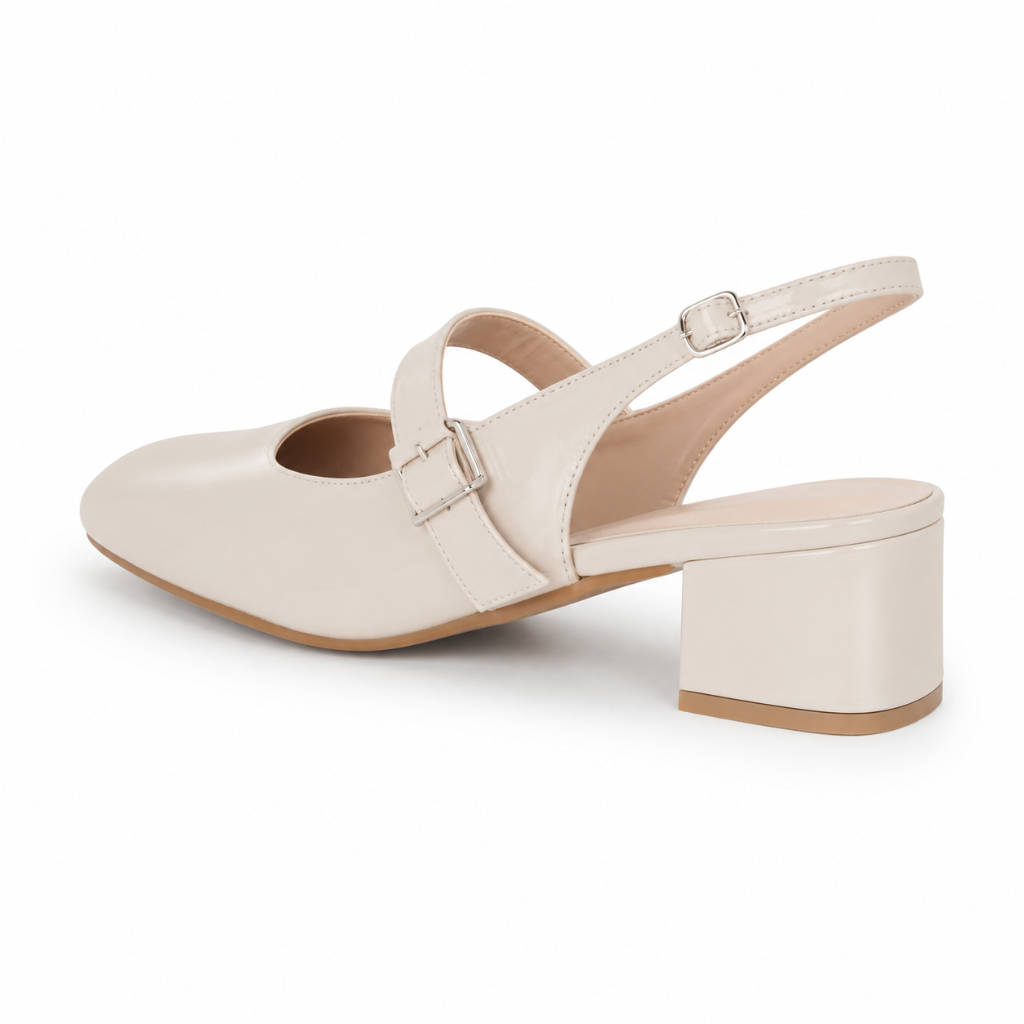 Provence women's nude court shoes heel detail