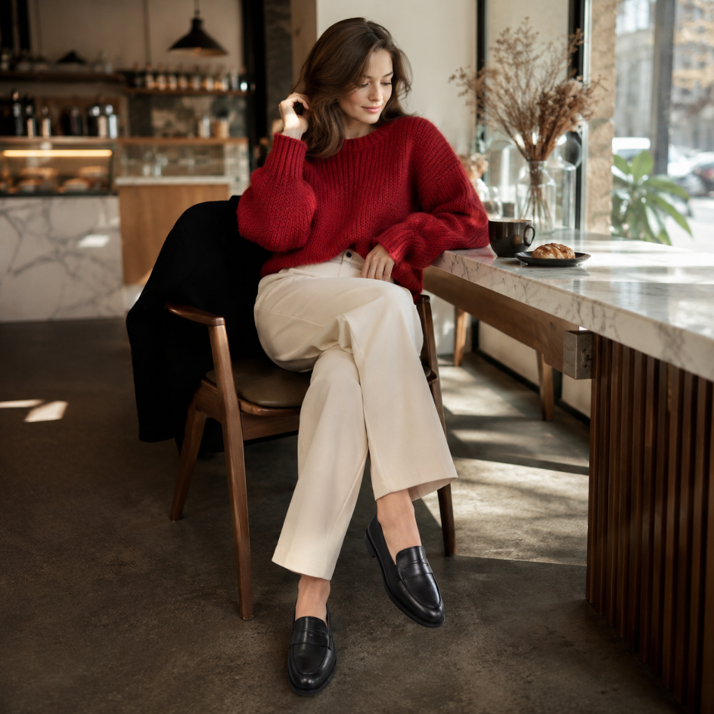 Bordeaux women's black loafers additional view