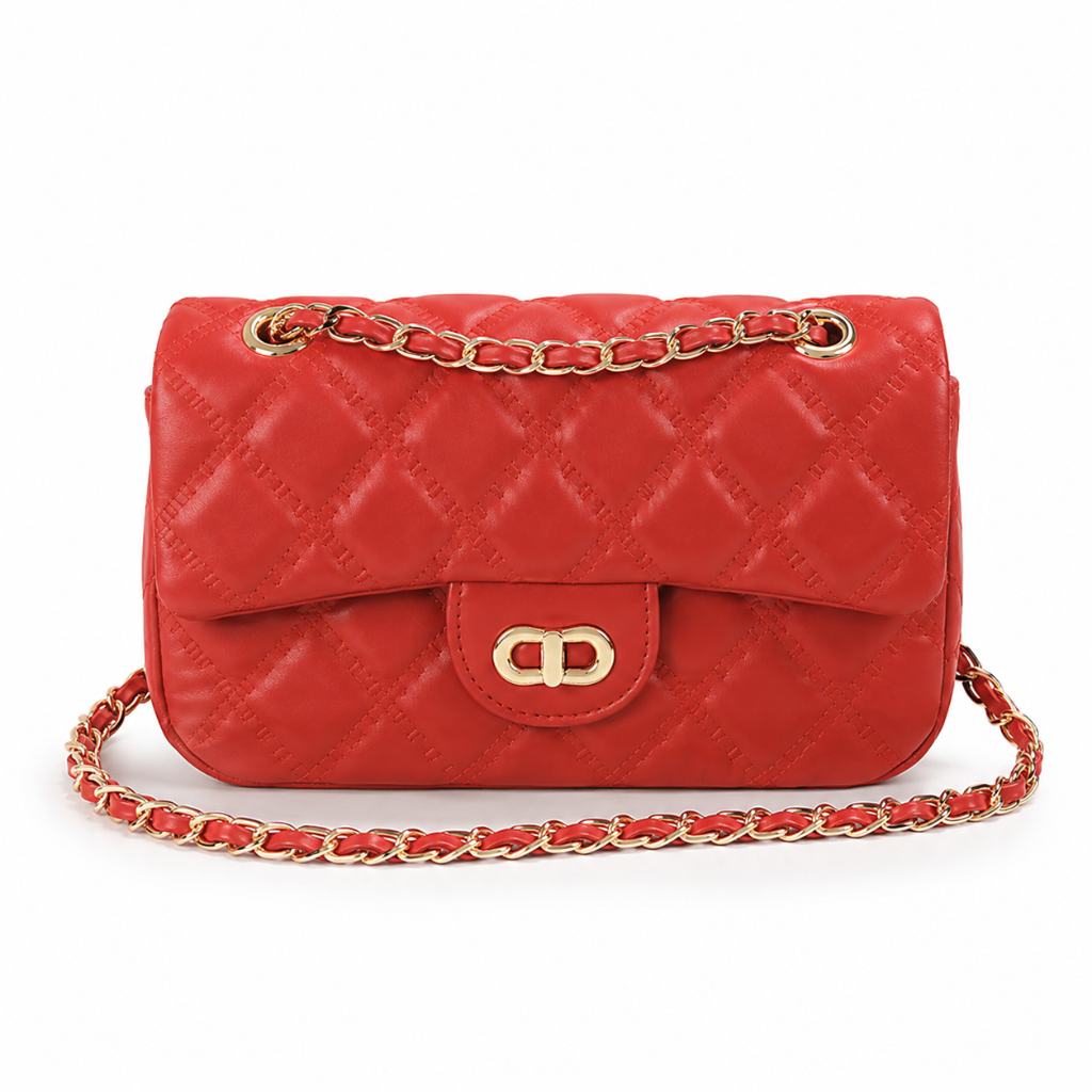 Louvre women's red shoulder bag