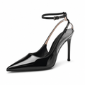 Cannes women's black court shoes side profile