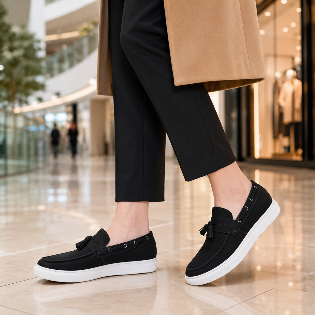 Monaco women's black loafers alternate angle