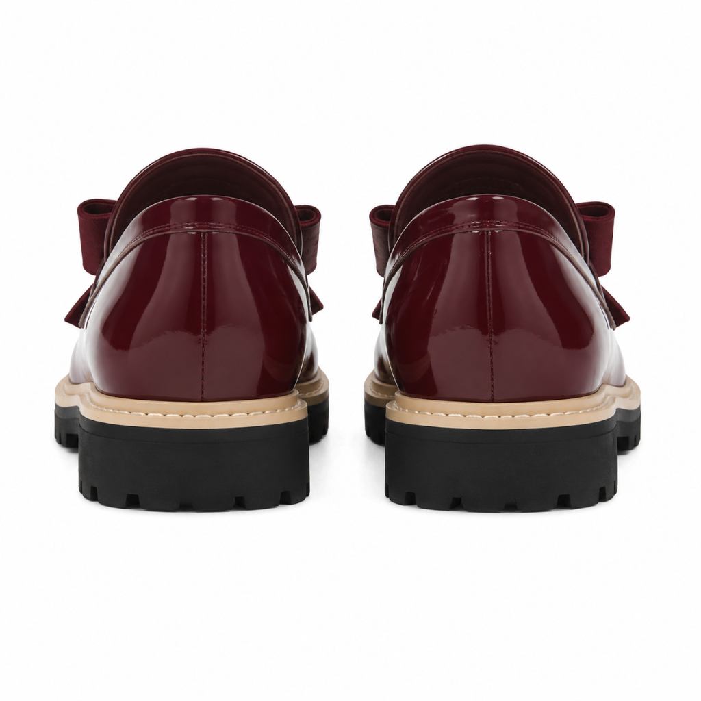 Strasbourg women's burgundy loafers heel detail
