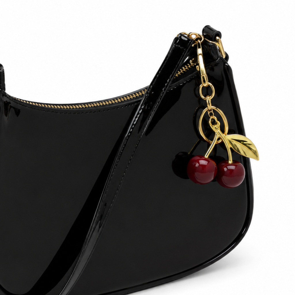Milan women's black shoulder bag side profile